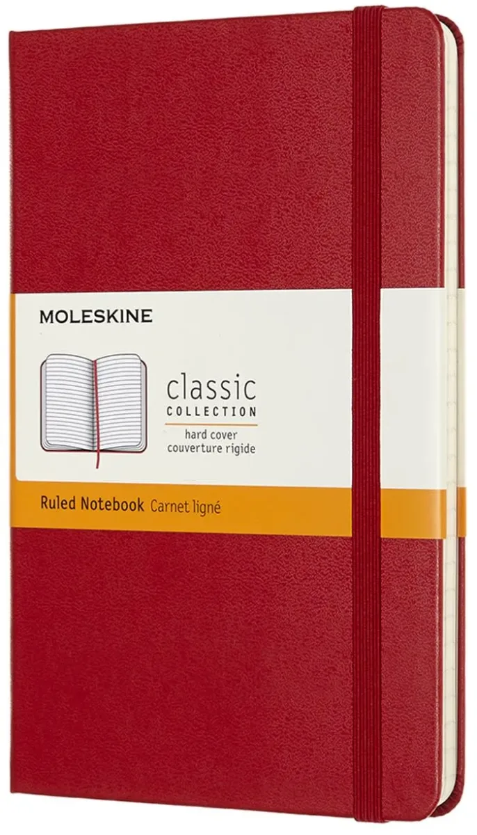 Classic notebook - T. Dura - Medium - Rojo escarlata - De rayas1