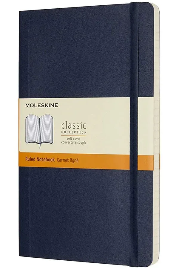 Classic notebook - T. Blanda - Large - Azul Zafiro - De rayas1