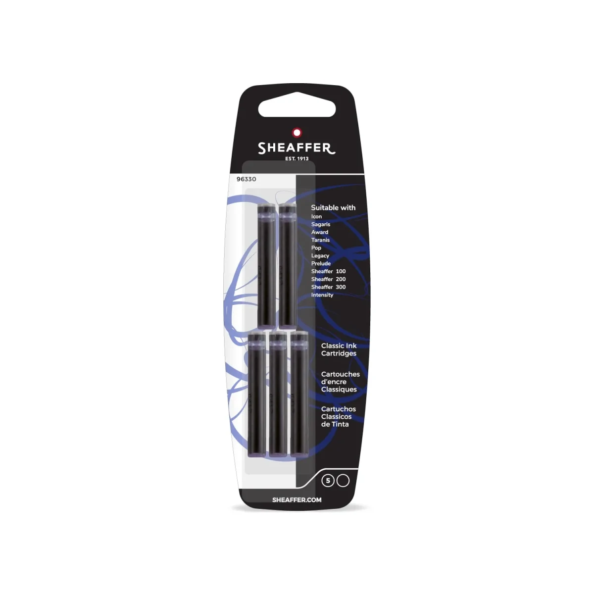 Blister con 5 cartuchos Sheaffer negro1