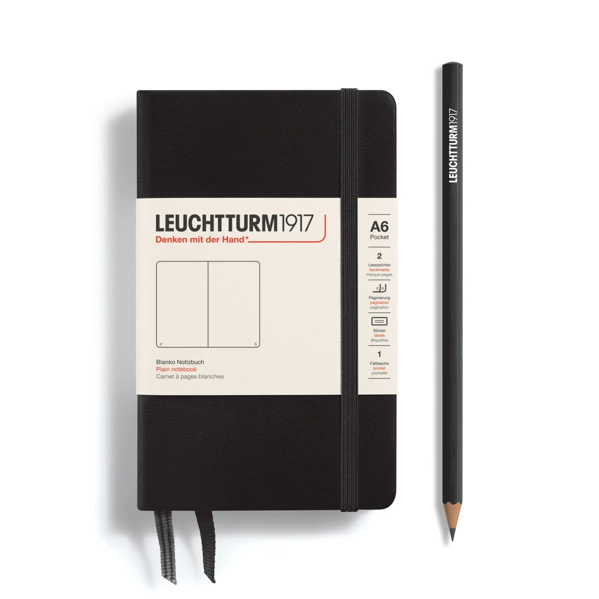 Libreta Pocket Leuchtturm1917 Tapa Dura A6 Croquis, Black1