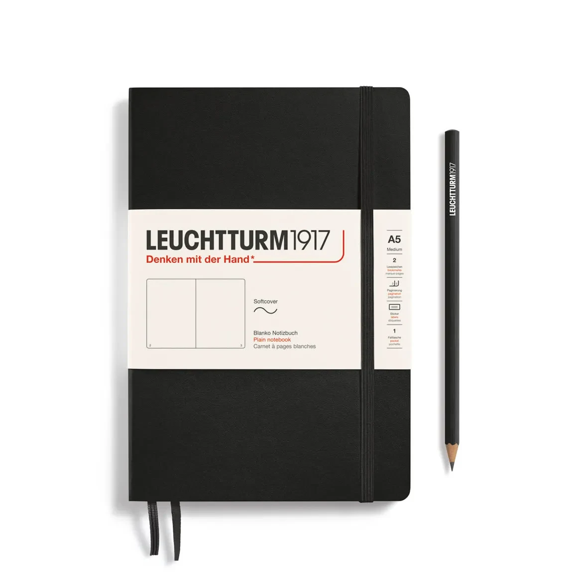Libreta Leuchtturm1917 Tapa Blanda Medium A5 Croquis, Black1