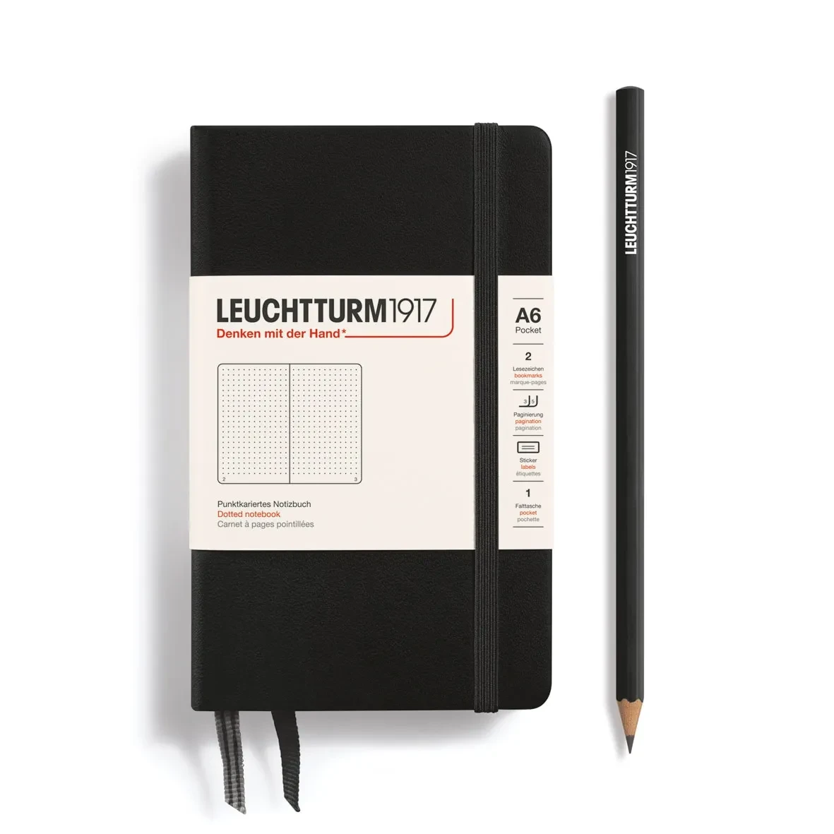 Libreta Pocket Leuchtturm1917 Tapa Dura A6 Puntos, Black1