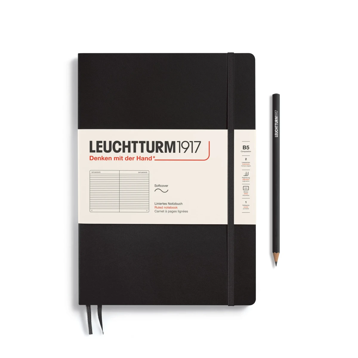 Libreta Composición Leuchtturm1917 T.Blanda B5 Líneas, Black1
