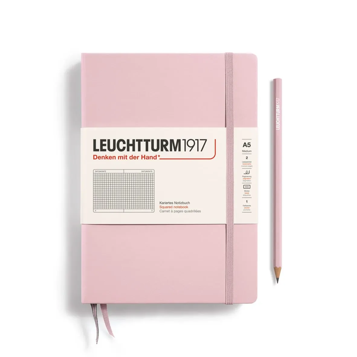 Libreta leuchtturm1917 Tapa Dura Mediana A5 Cuadros, Powder1
