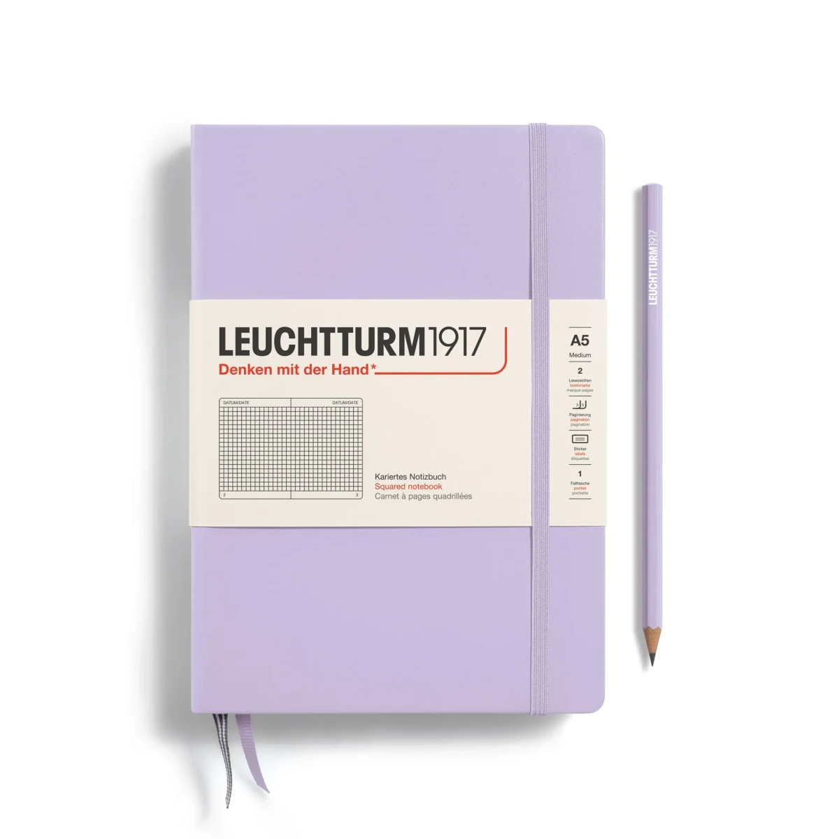 Libreta leuchtturm1917 Tapa Dura Mediana A5 Cuadros, Lilac1