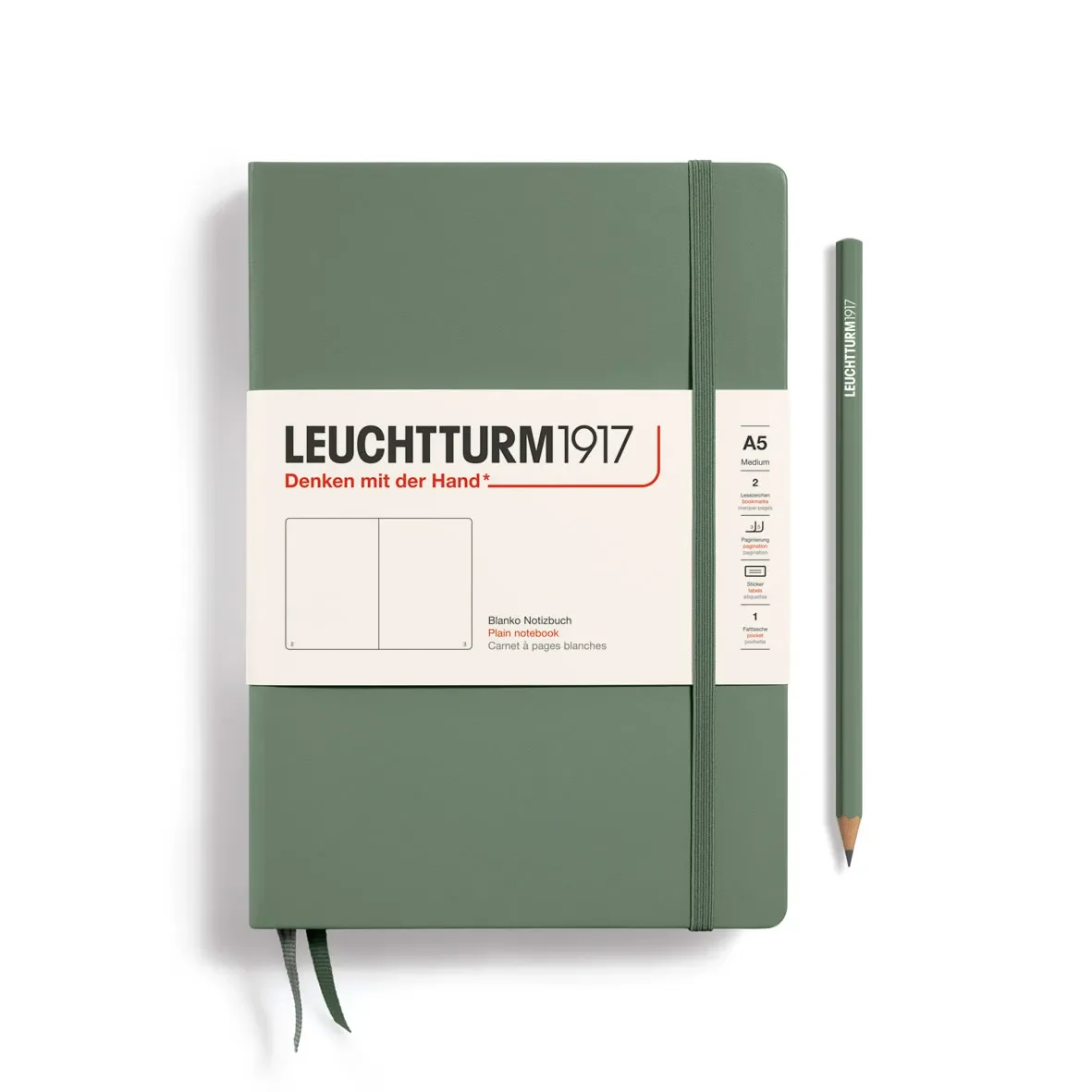 Libreta leuchtturm1917 Tapa Dura Mediana A5 Croquis, Olive1
