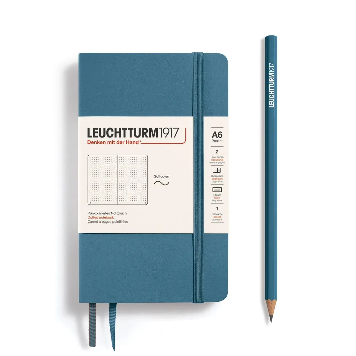 Libreta Pocket Leuchtturm1917 T.Blanda A6 Puntos, Stone Blue1