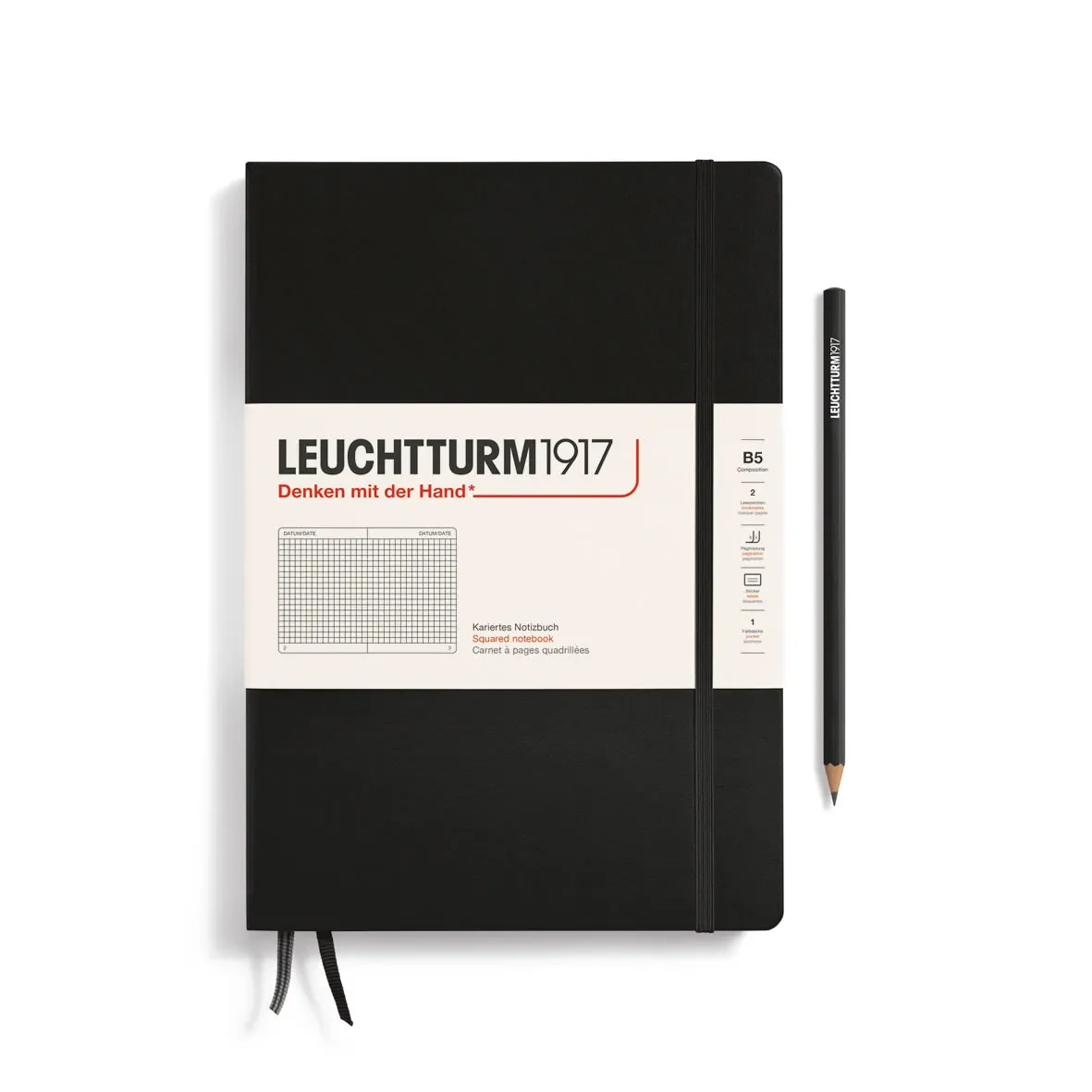 Libreta Composición Leuchtturm1917 B5 Cuadros, Black1