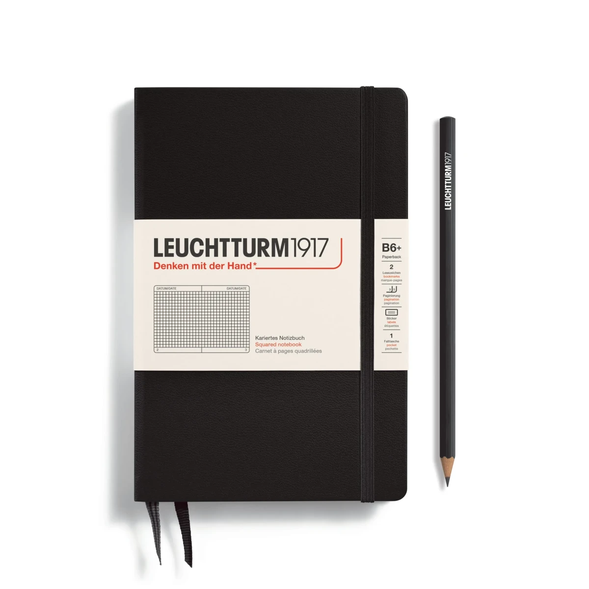 Libreta Tapa Dura B6+ 219P Cuadros, Black1