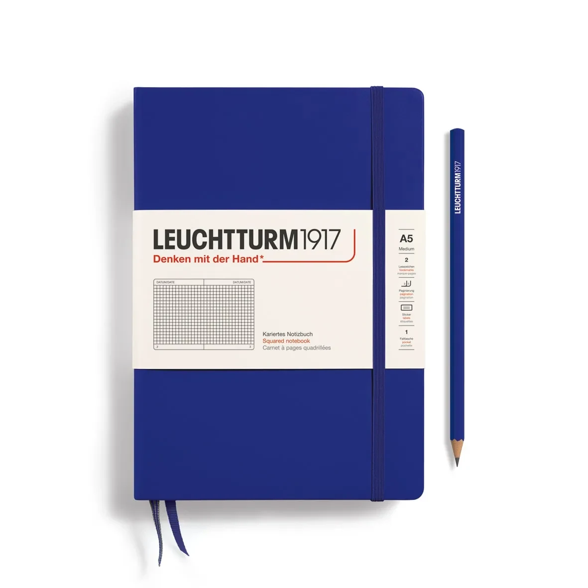 Libreta leuchtturm1917 Tapa Dura Mediana A5 Cuadros, Ink1