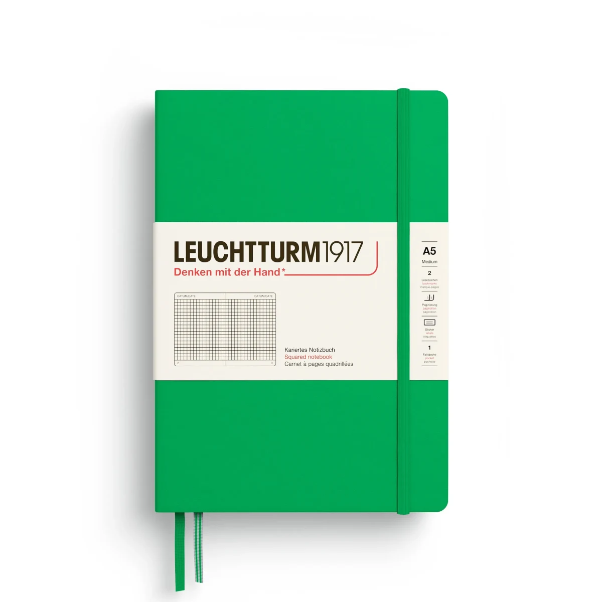 Libreta leuchtturm1917 T.Dura Mediana A5 Cuadros Spring Leaf1