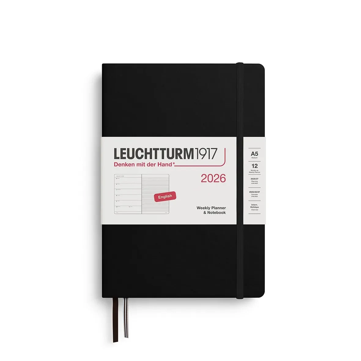 Agenda Leuchtturm1917 2026 Semanal &Libreta Mediana A5 Black1