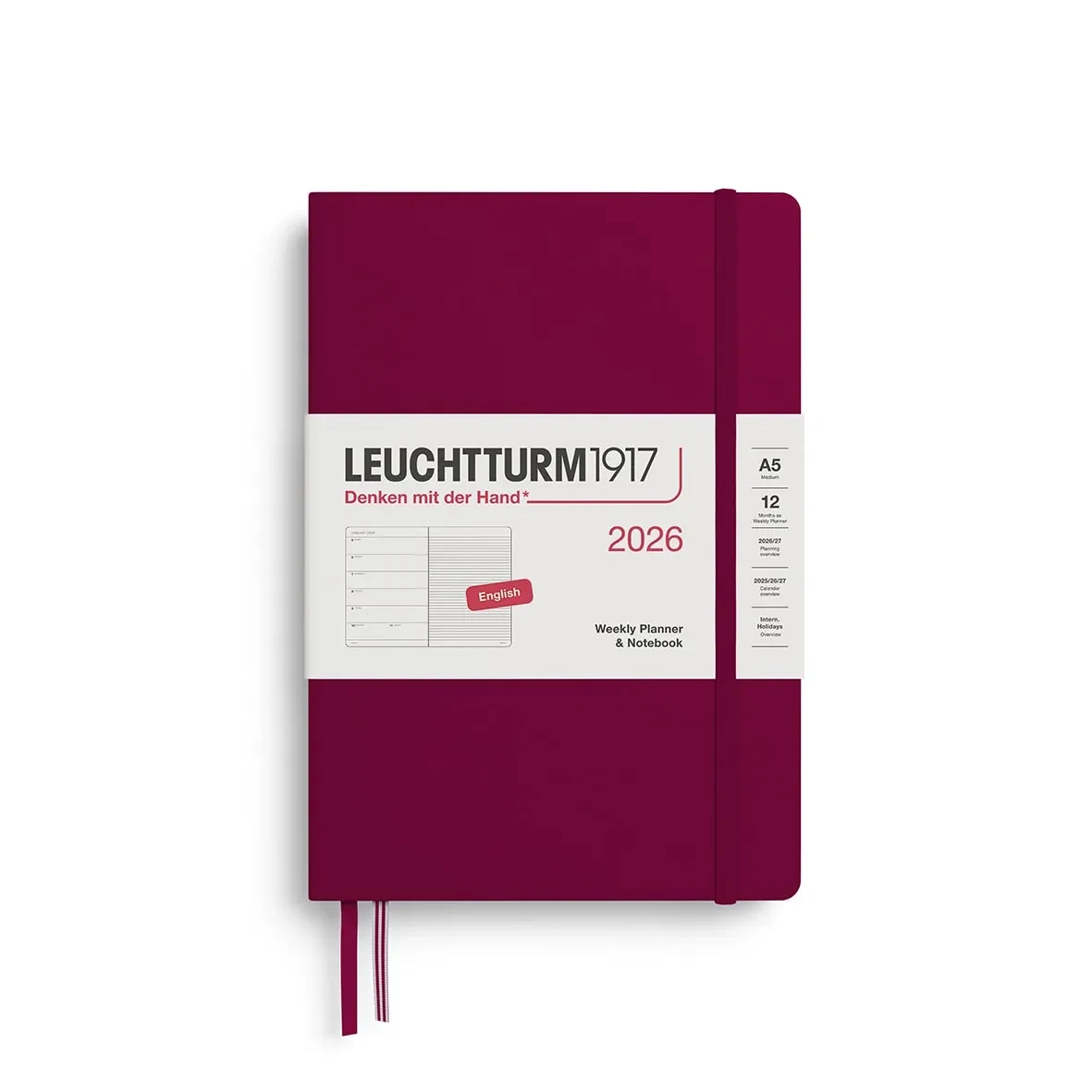 Agenda 2026 Semanal & Libreta Mediana A5, Port Red1