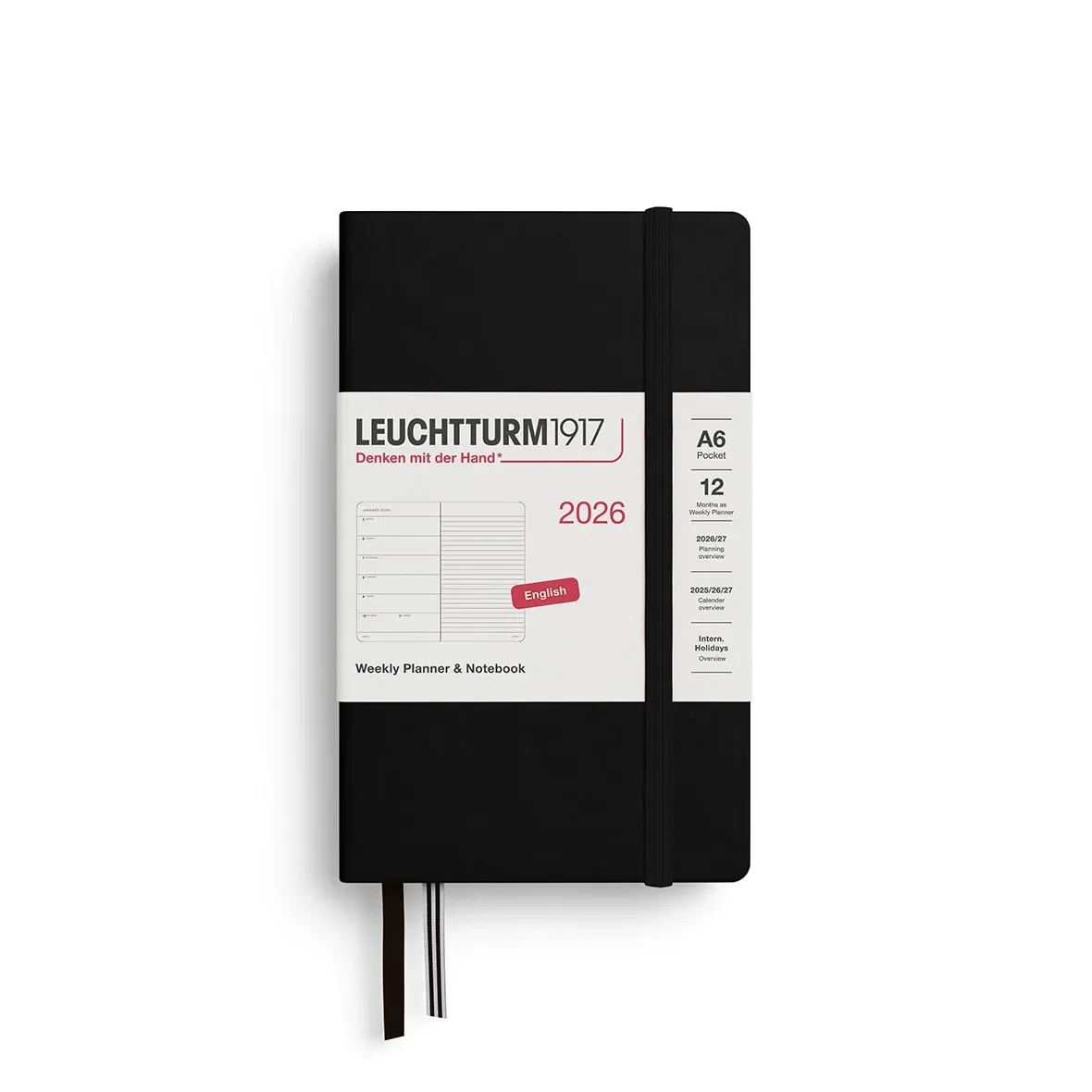 Agenda Leuchtturm1917 2026 Semanal & Libreta Pocket A6 Black1