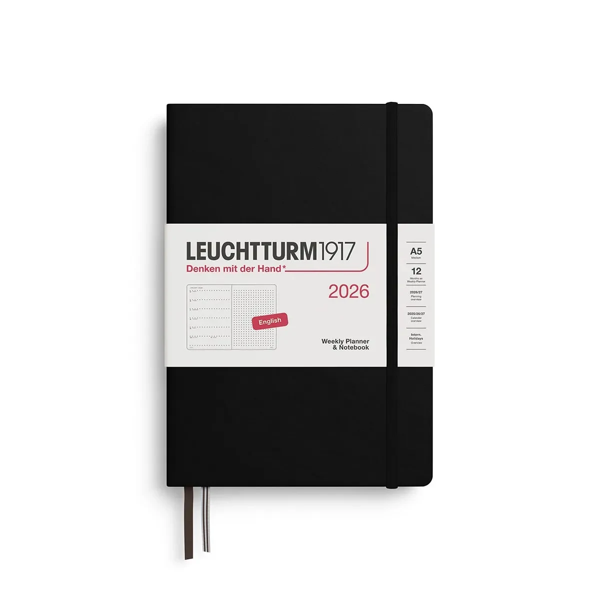 Agenda 2026 leuchtturm1917 Semanal &Libreta Mediana A5 Black1