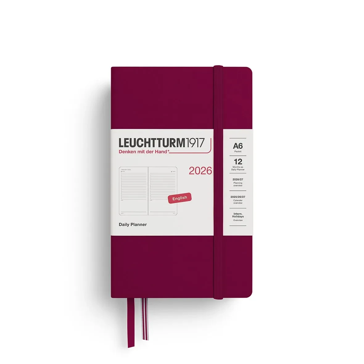 Agenda 2026 leuchtturm1917 Diaria Pocket A6, Port Red1