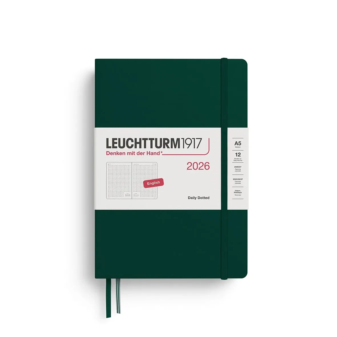Agenda 2026 leuchtturm1917 Diaria Mediana A5 Puntos, Forest Green1