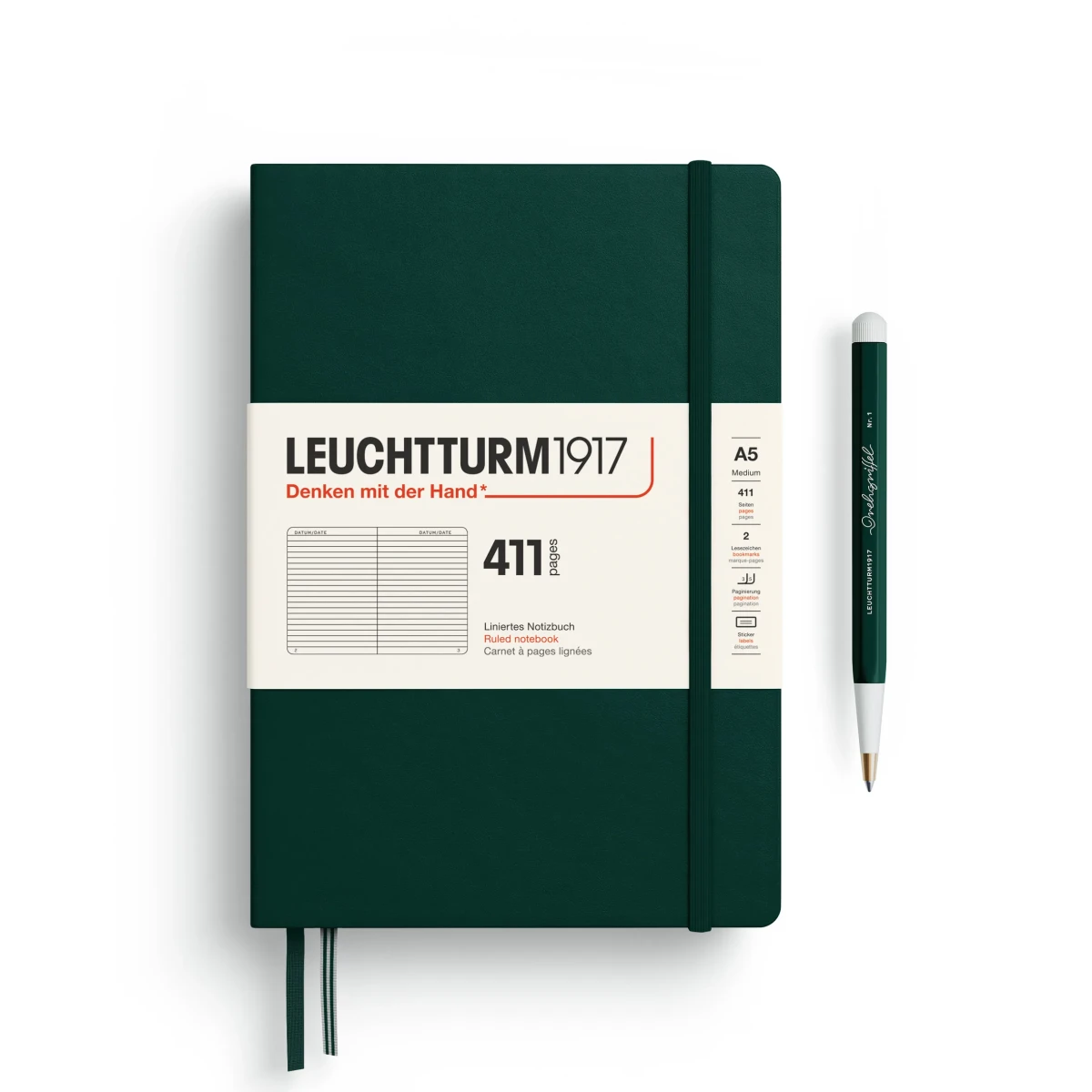 Libreta Mediana leuchtturm1917 A5 T.Dura Líneas Forest Green1