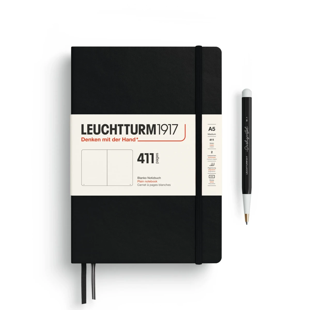 Libreta Mediana leuchtturm1917 A5 Tapa Dura Croquis, Black1