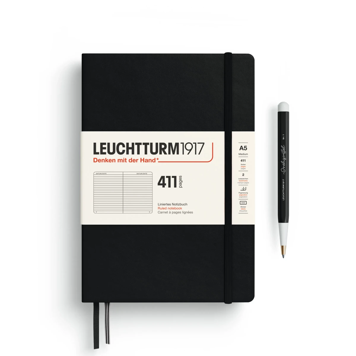 Libreta Mediana A5 Tapa Dura 411 Páginas Líneas, Black1