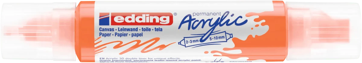 Marcador acrílico 3D edding 5400 punta doble Naranjo neón1