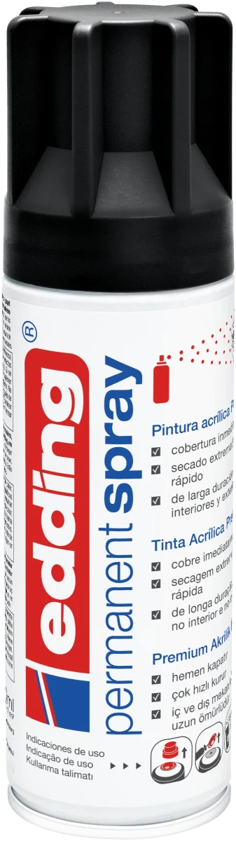 Spray permanente de pintura acrílica de alta gama Edding E-5200 Negro Mate1