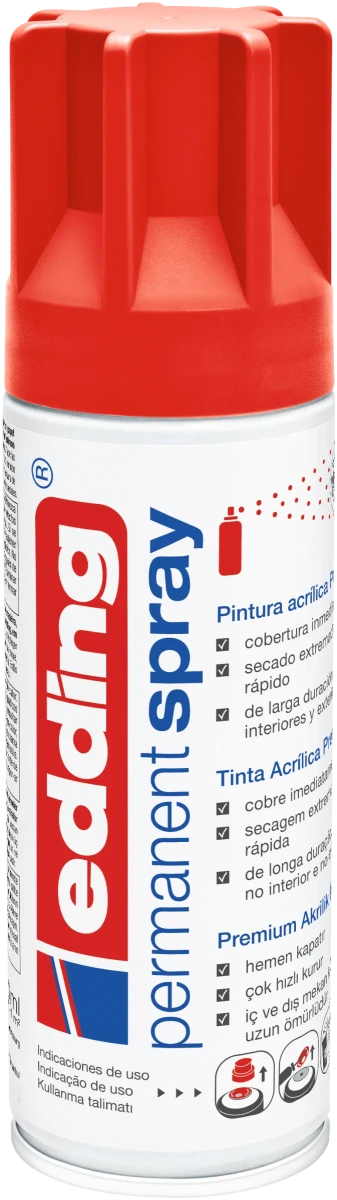 Spray permanente de pintura acrílica de alta gama Edding E-5200 Rojo Mate1