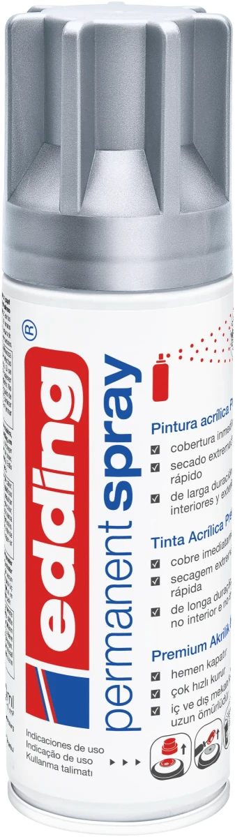 Spray permanente de pintura acrílica de alta gama Edding E-5200 Plateado Mate1