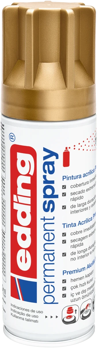 Spray permanente de pintura acrílica de alta gama Edding E-5200 Dorado Mate1