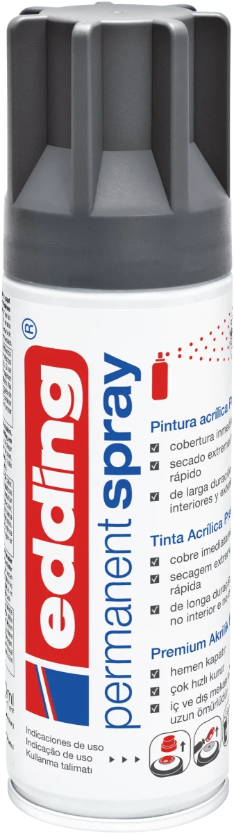 Spray permanente de pintura acrílica de alta gama Edding E-5200 Gris oscuro Mate1