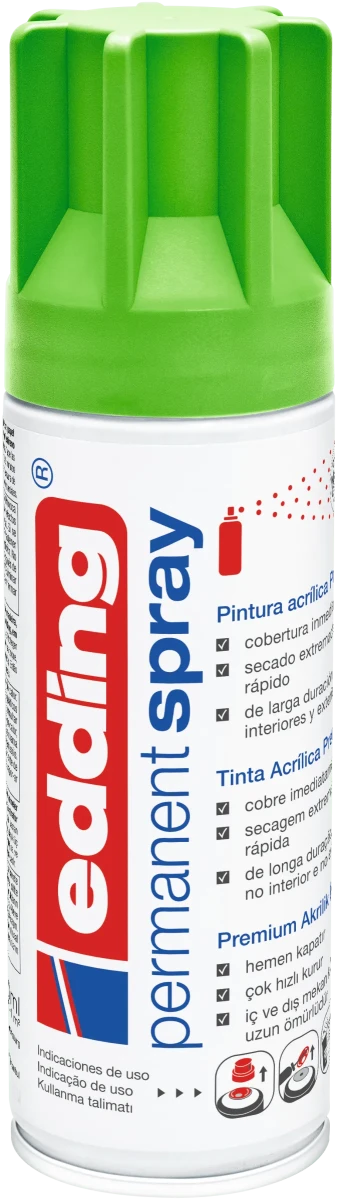 Spray permanente de pintura acrílica de alta gama Edding E-5200 Verde limón Mate1