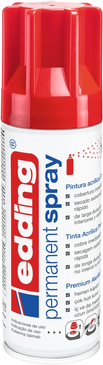 Spray permanente de pintura acrílica de alta gama Edding E-5200 Rojo Brillante1