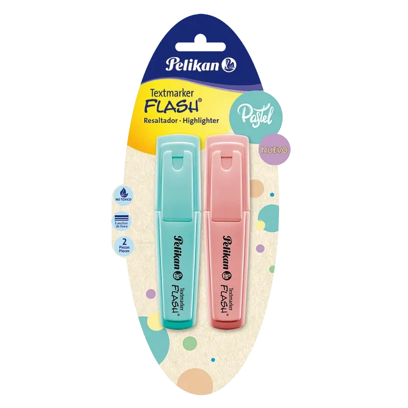 DESTACADOR FLASH PASTEL x 2 UNID1