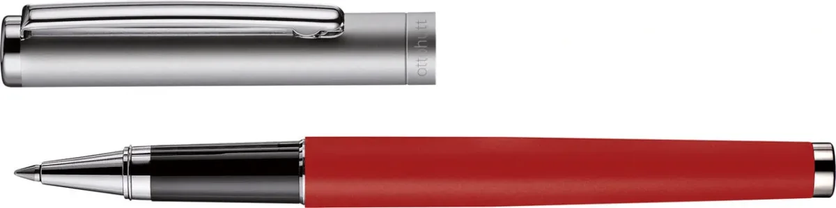Rollerball Otto Hutt D01 Rojo Lacado Capuchón Rutenio1