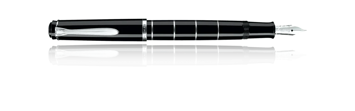 Pluma Pelikan M215 M Mecanismo de Pistón Anillos de Plata1