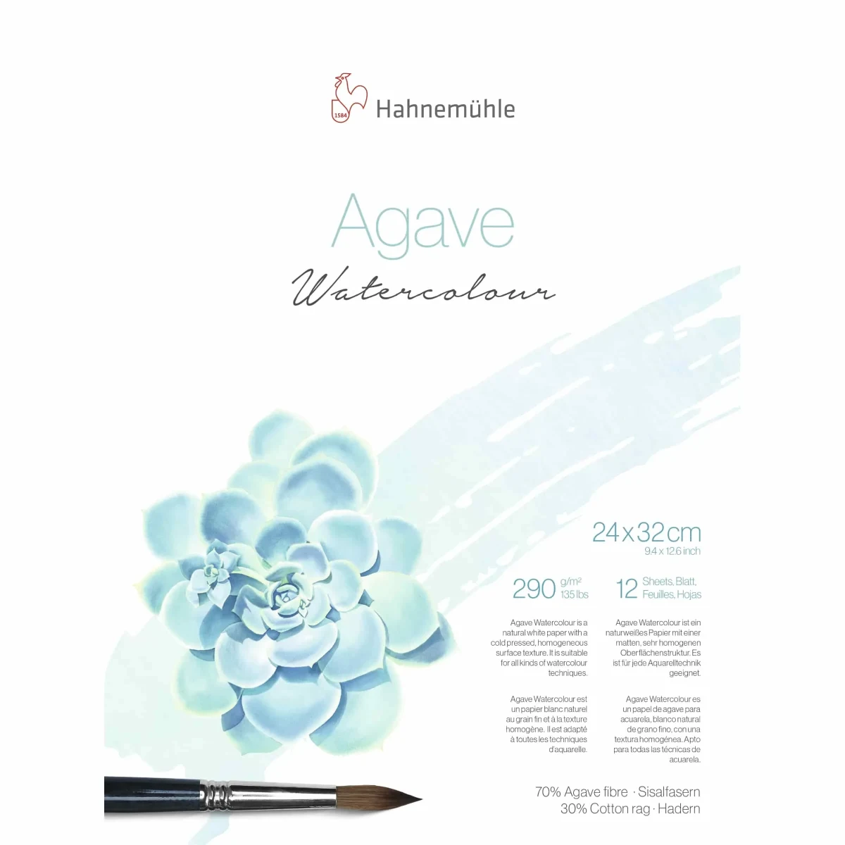 HAH BLOCK ACUARELA AGAVE 290 GR 24 X 32 CM 12 H (CA)1