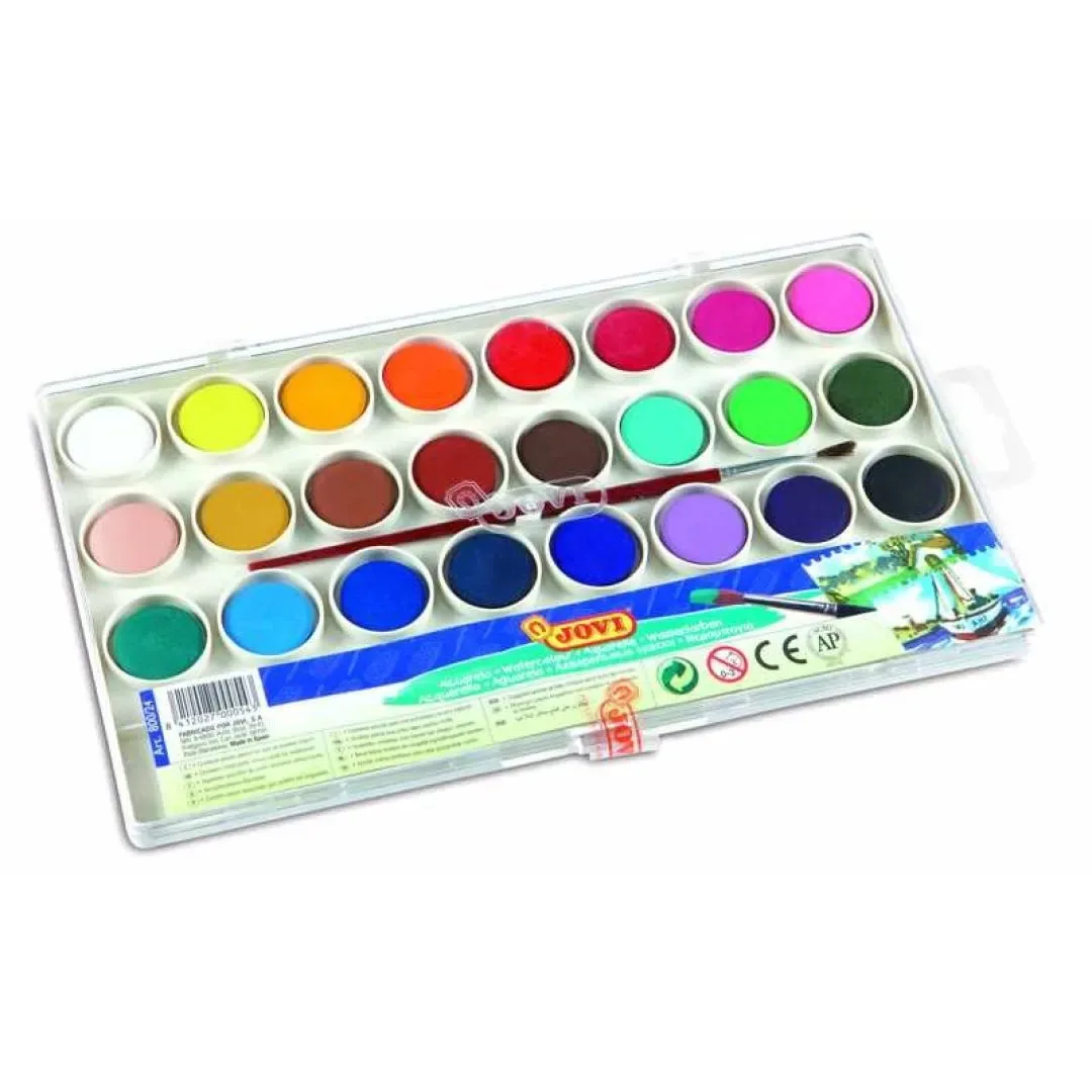 Acuarela de 24 Pastillas + Pincel Marca Jovi Color Variado1