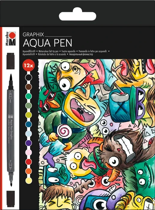 Marabu Aquapen doble punta, bala y punta pincel - Mega Mash1