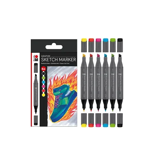 Marabu SketchMarker 6 unidades Base alcohol - Heat1