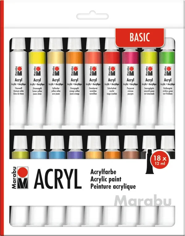 Marabu tubos Pintura Acrylic 18 u. x 12 ml1