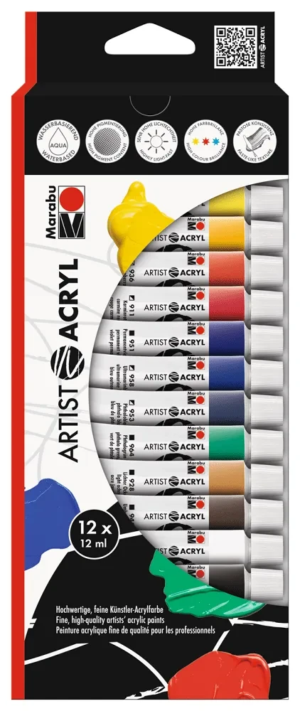 Marabu Acrylic Artista, 12 x 12 ml1