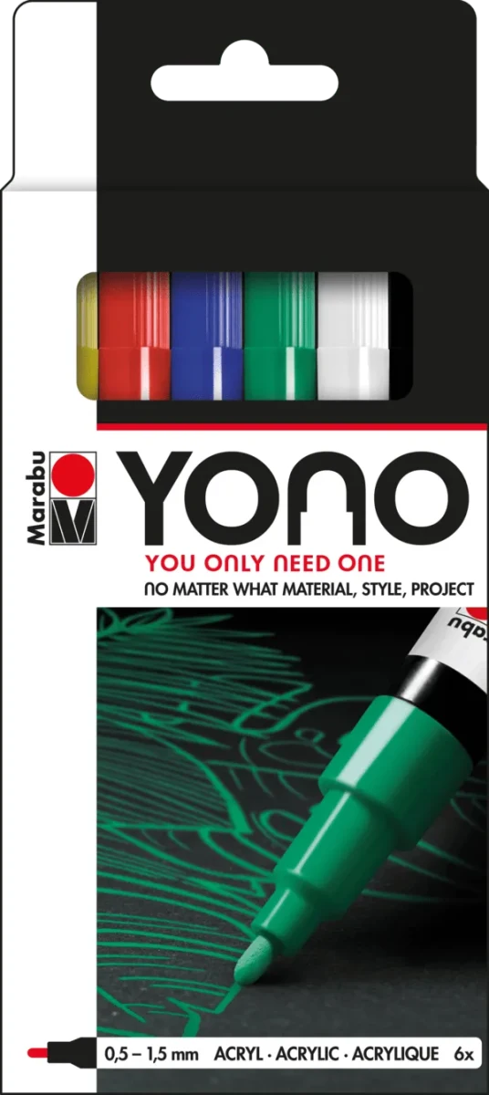 Marabu Marcador acrílico YONO Set 6 x 0.5-1.5 mm1