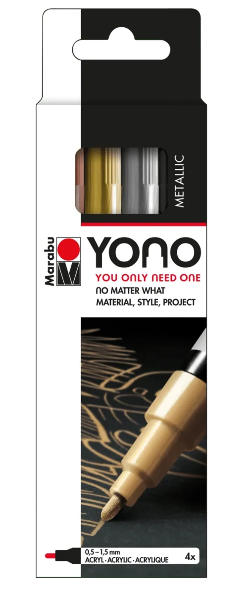 Marabu Marcador acrílico YONO SET METAL, 4 x 0,5-1,5 mm1