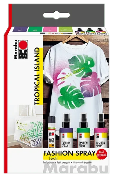 Marabu Fashion Spray - Tropical Island, Set 3u. x 100 ml, 1 x 25 ml1