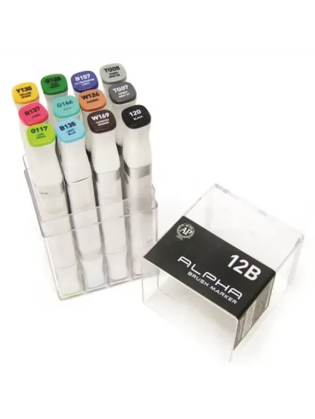 Marcadores Pigmentados Doble Punta B X 12 Doble Punta B (Punta Biselada + Punta de Fibra 2 Mm)1