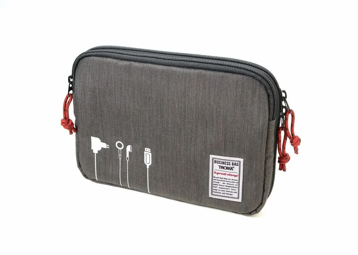 Estuche Troika organizador para cables con cierre. Gris1