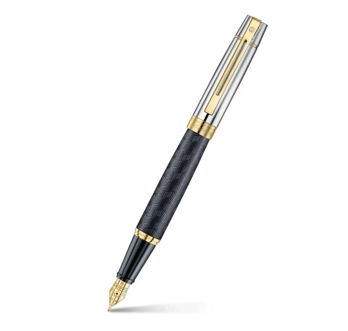 Pluma Sheaffer 300 Cuerpo Negro Mate Tapa De Cromo Brillante1