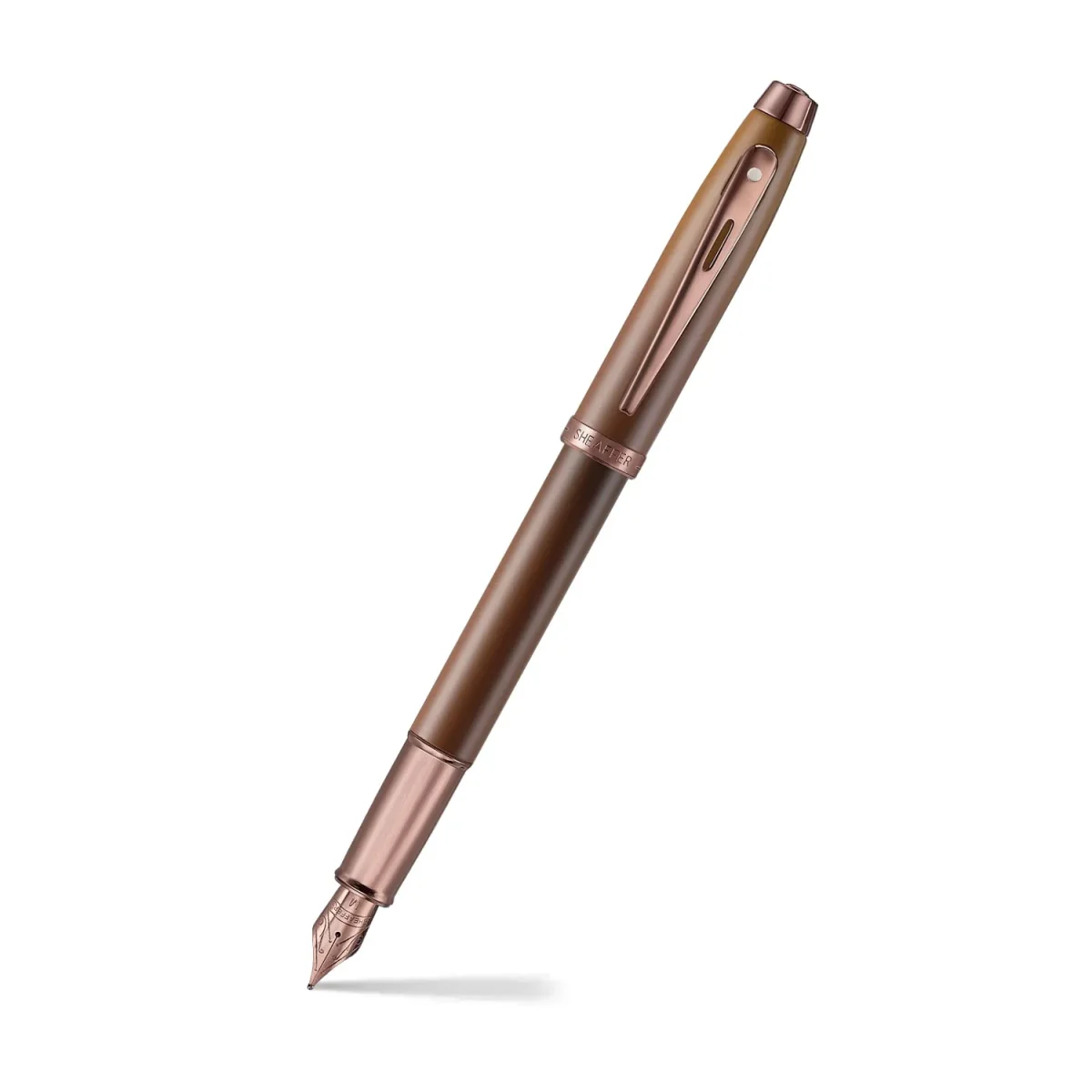 Pluma Sheaffer 100 E9374 Edición Coffee Con Detalles Pvd Plumín Medio(Shfer)1