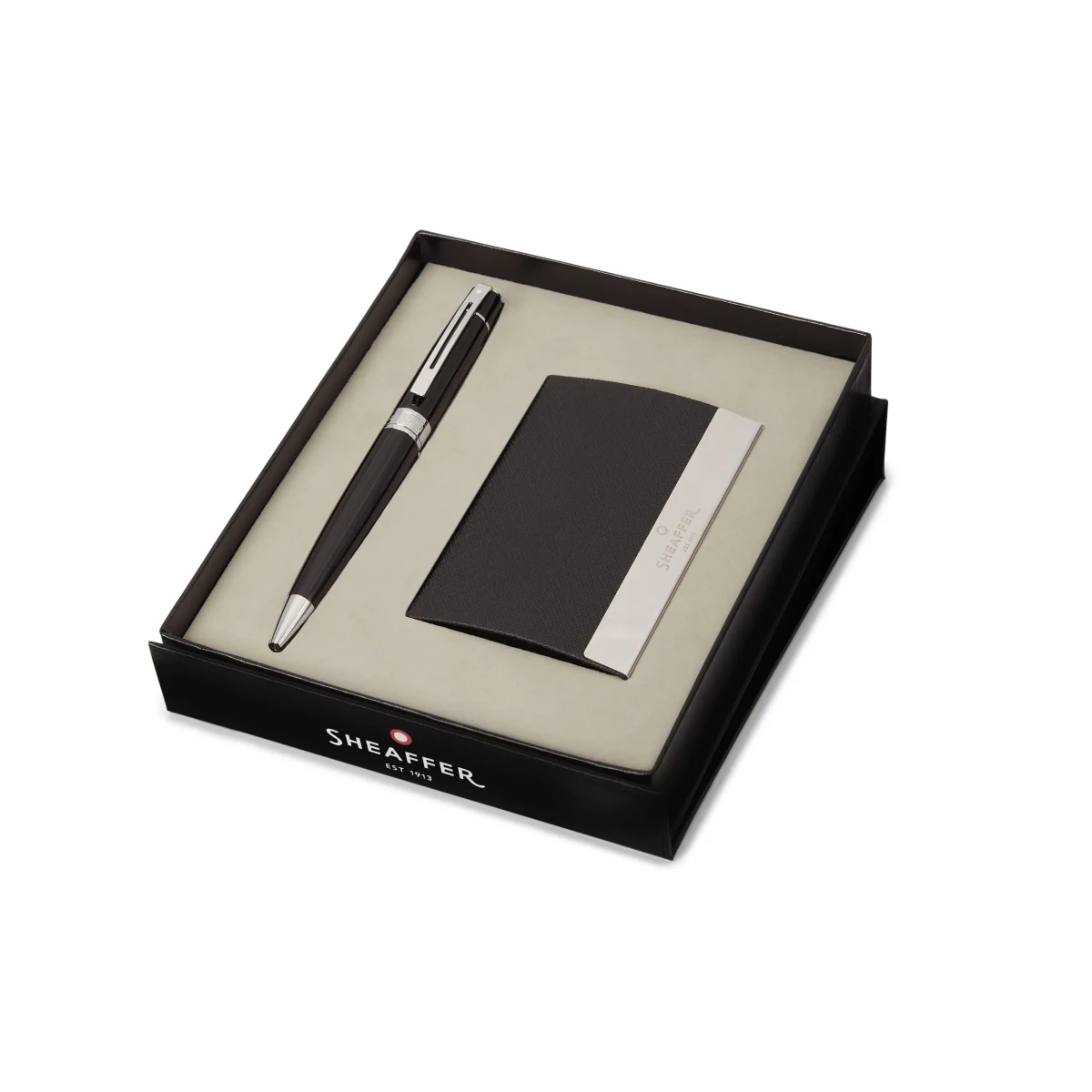 Bolígrafo Sheaffer S300 Negro brillante CT + Portatarjetas1