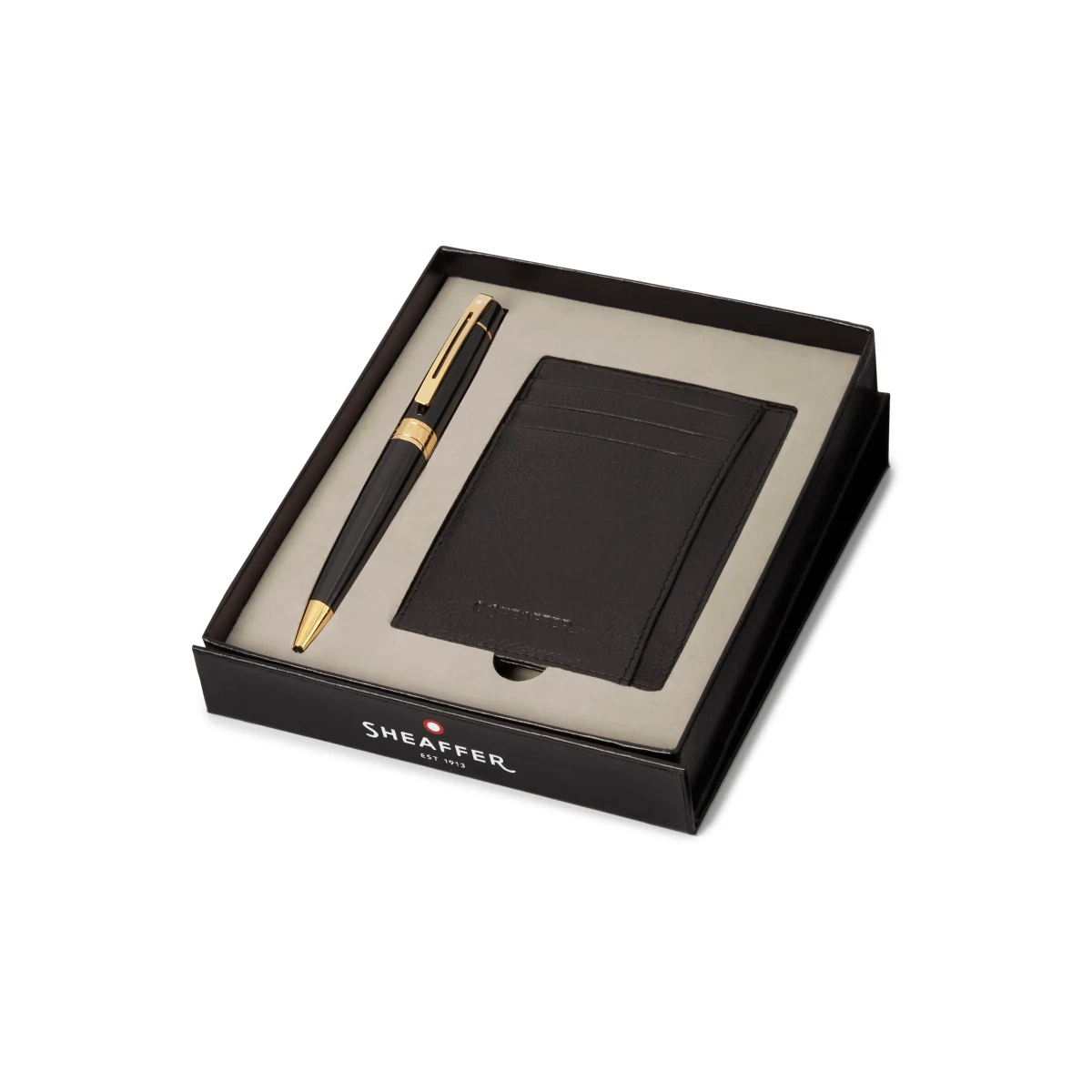 Bolígrafo Sheaffer S300 Negro brillante GT + Portatarjetas C1